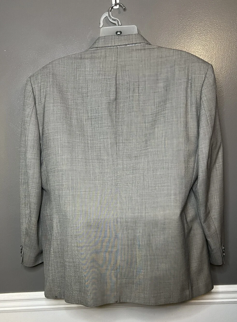 Pierre Cardin Blazer Mens 46R Gray Wool Sport Coat 2 Button Tailored Jacket
